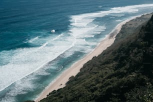 a view of a beach from a high point of view