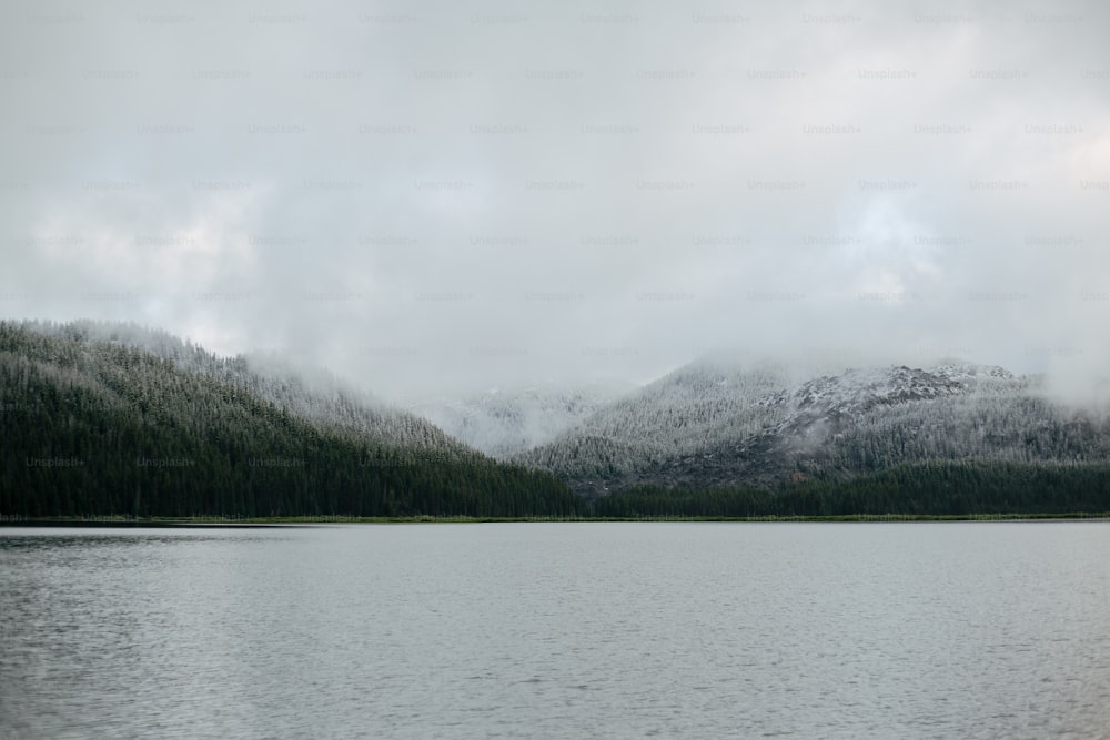 a large body of water surrounded by mountains