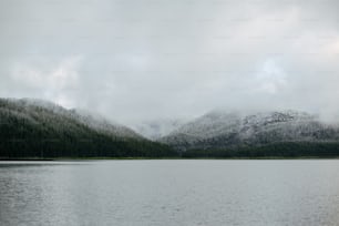 a large body of water surrounded by mountains