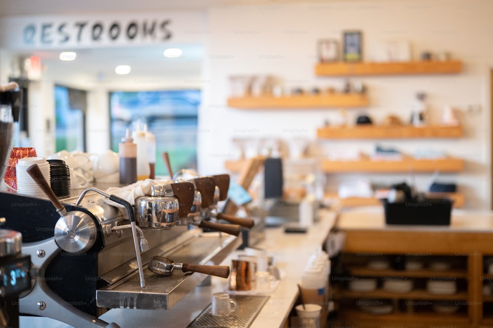 a coffee machine sitting on top of a counter