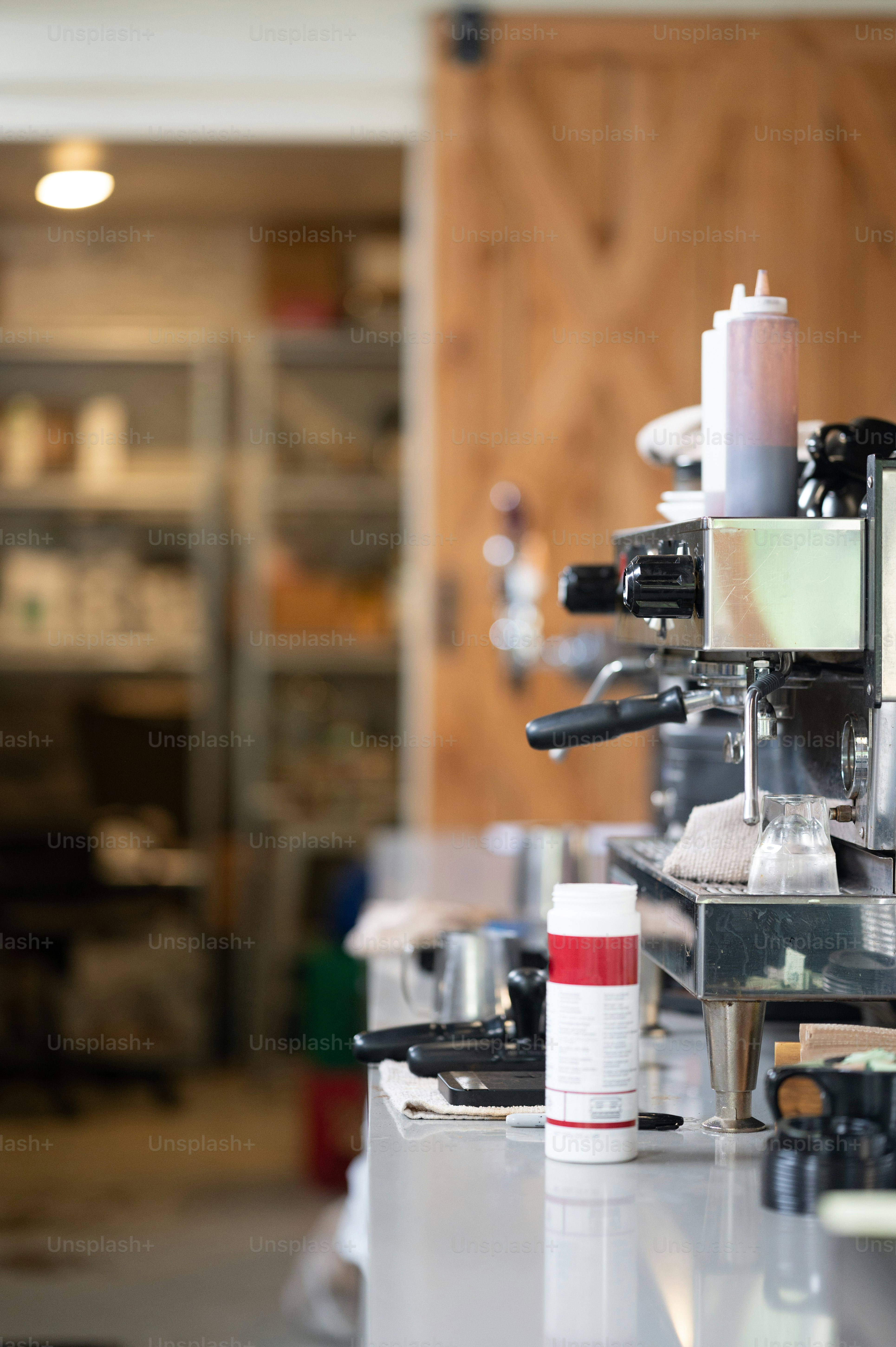 a coffee machine sitting on top of a counter