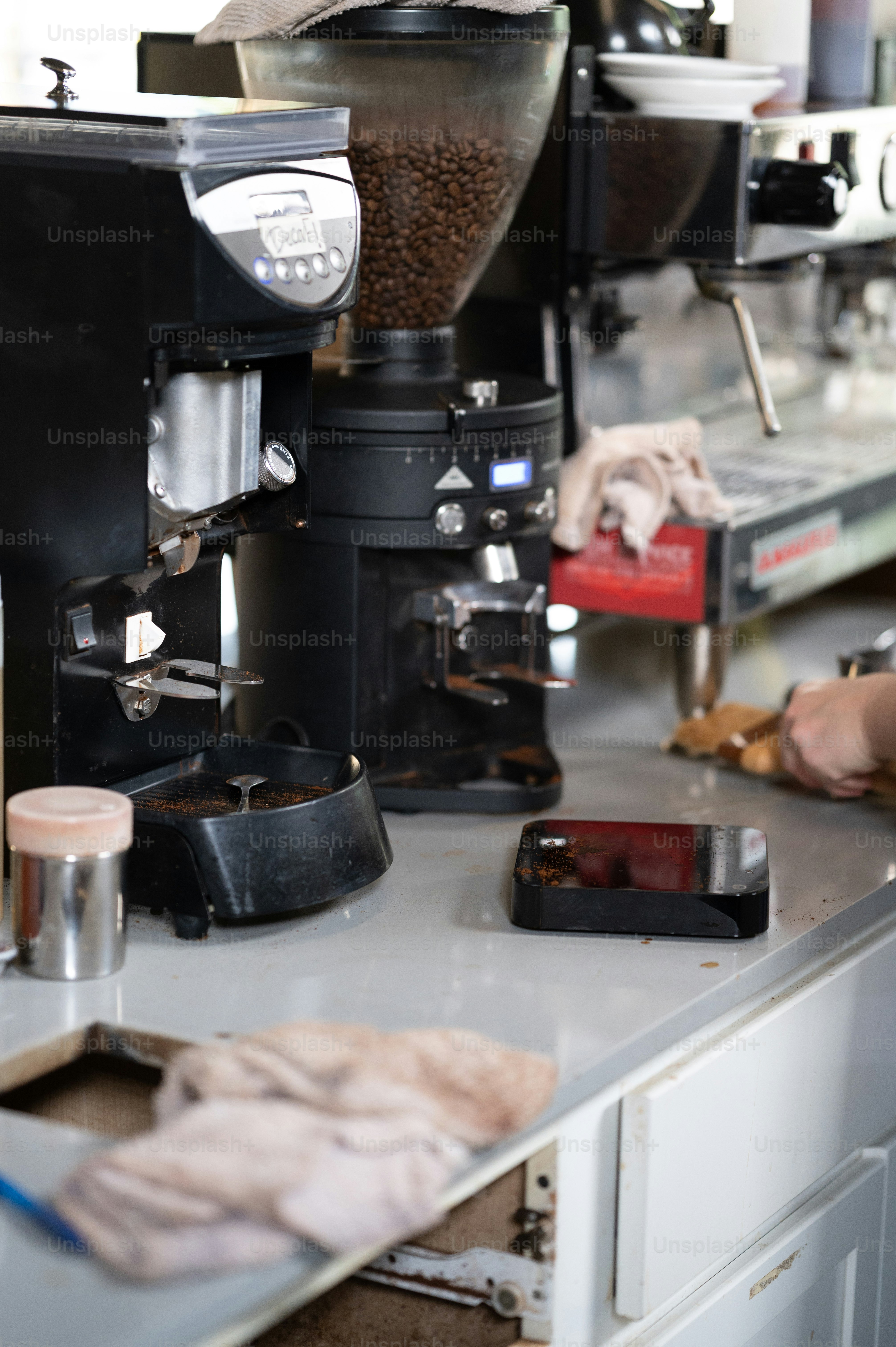 a coffee maker sitting on top of a counter
