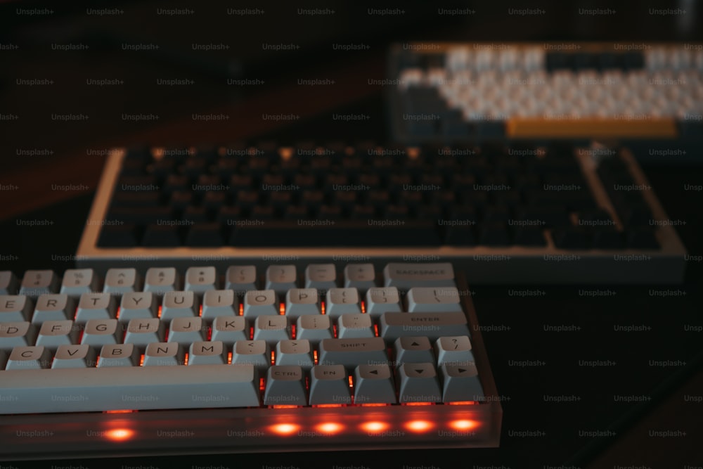 a close up of a keyboard and a mouse