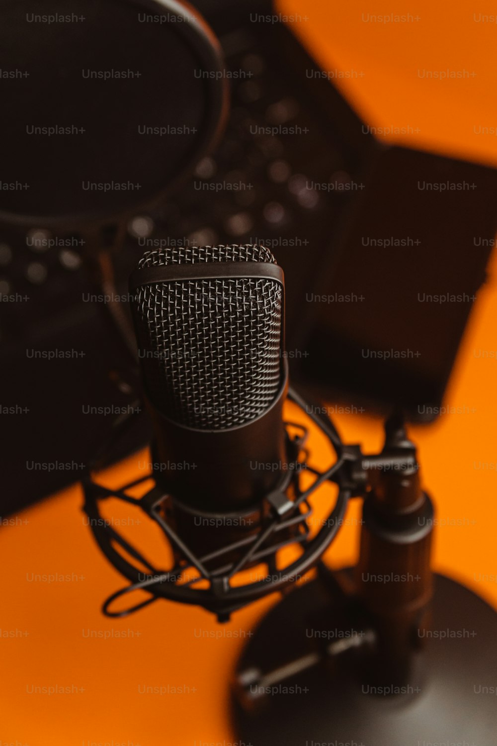 Premium Photo  Professional microphone in recording studio with