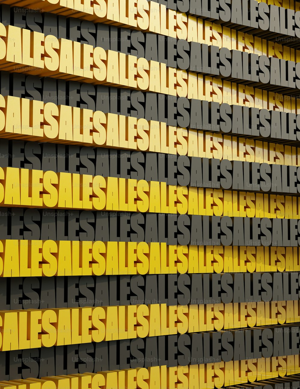 Eine gelb-schwarze Wand mit vielen Worten darauf