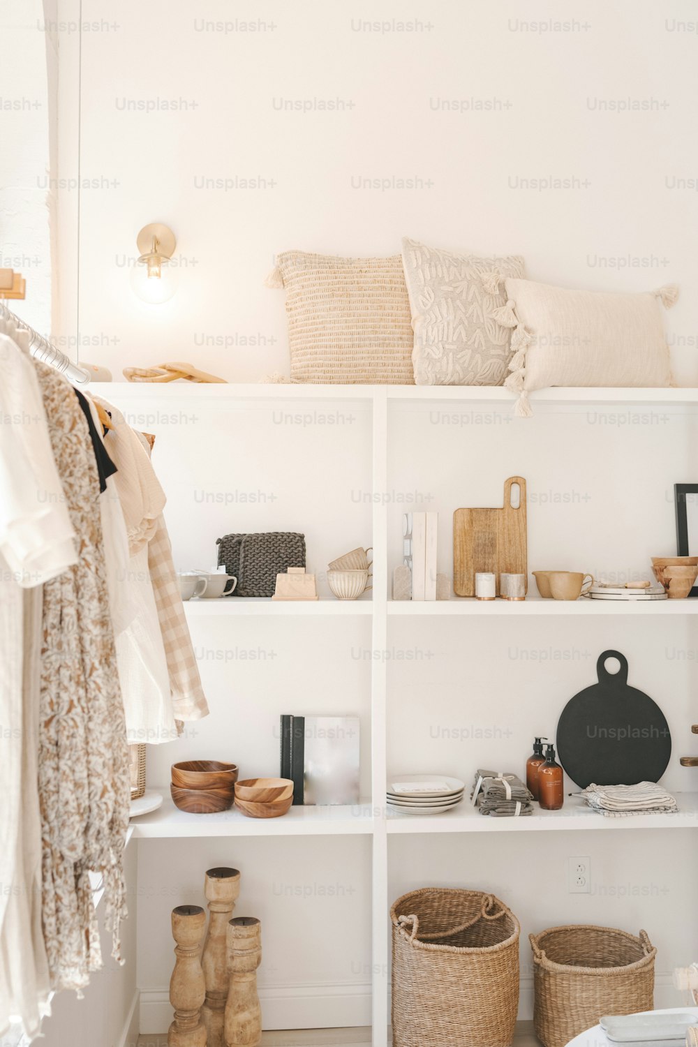 a white shelf filled with lots of different items