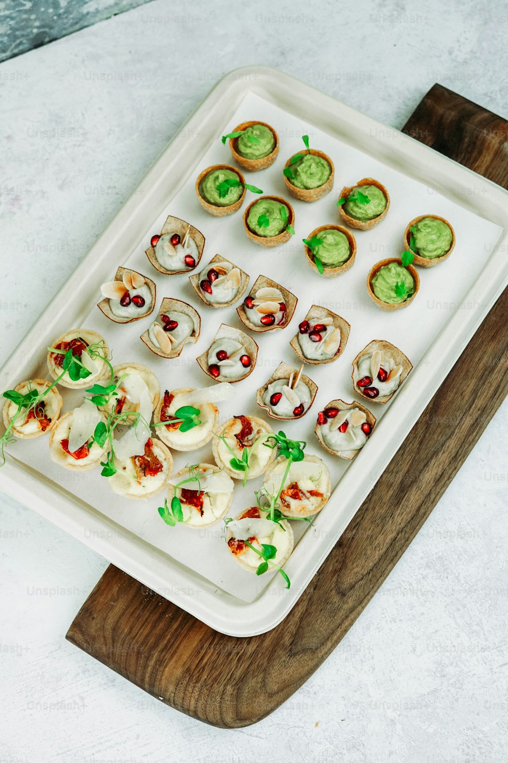 a tray of appetizers on a table