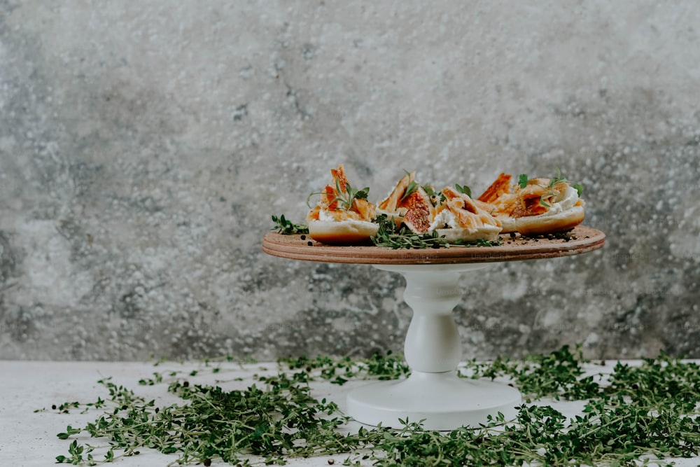 a plate of food sitting on top of a table