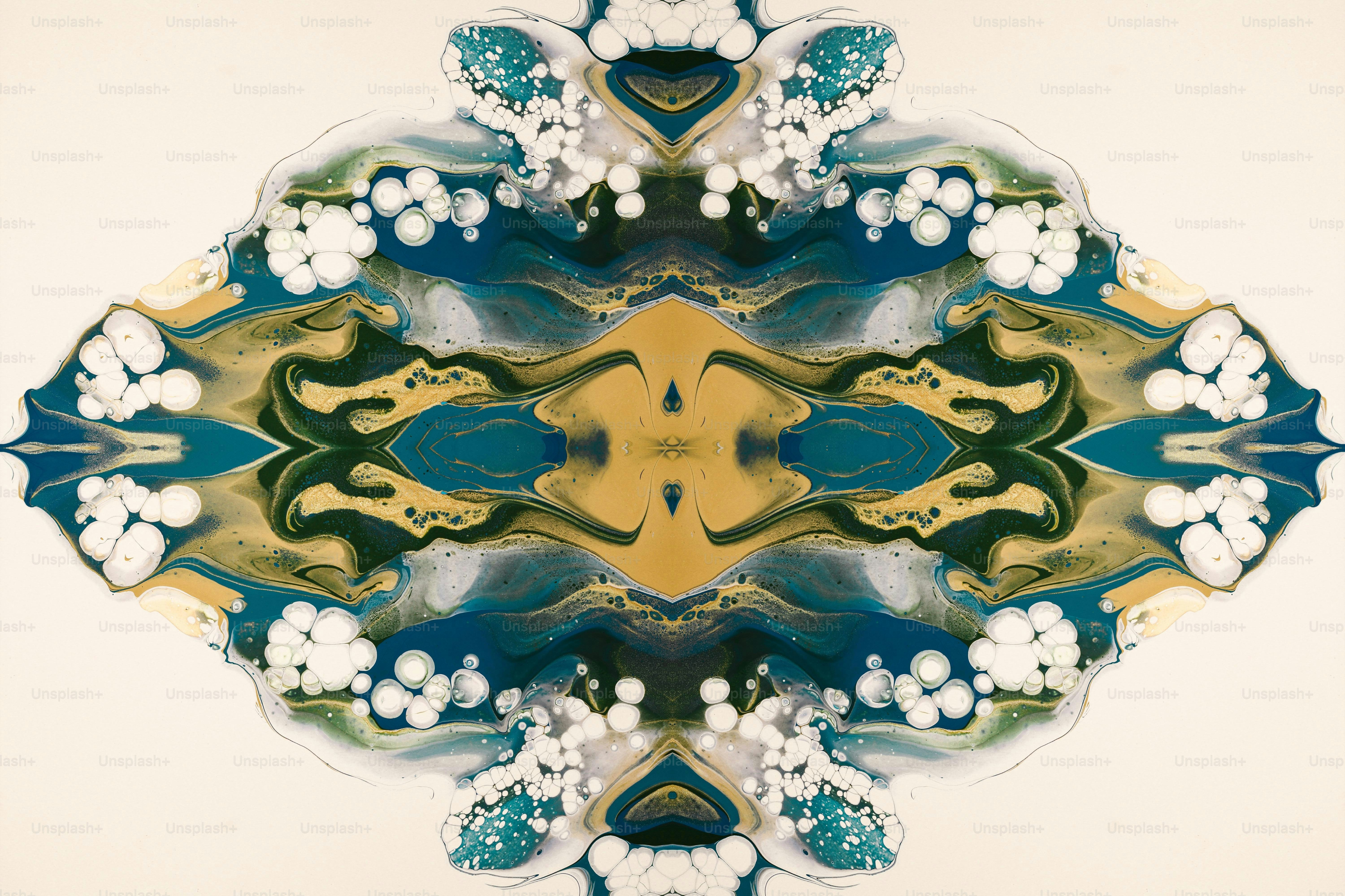 花と葉で構成された抽象的なデザインの絵