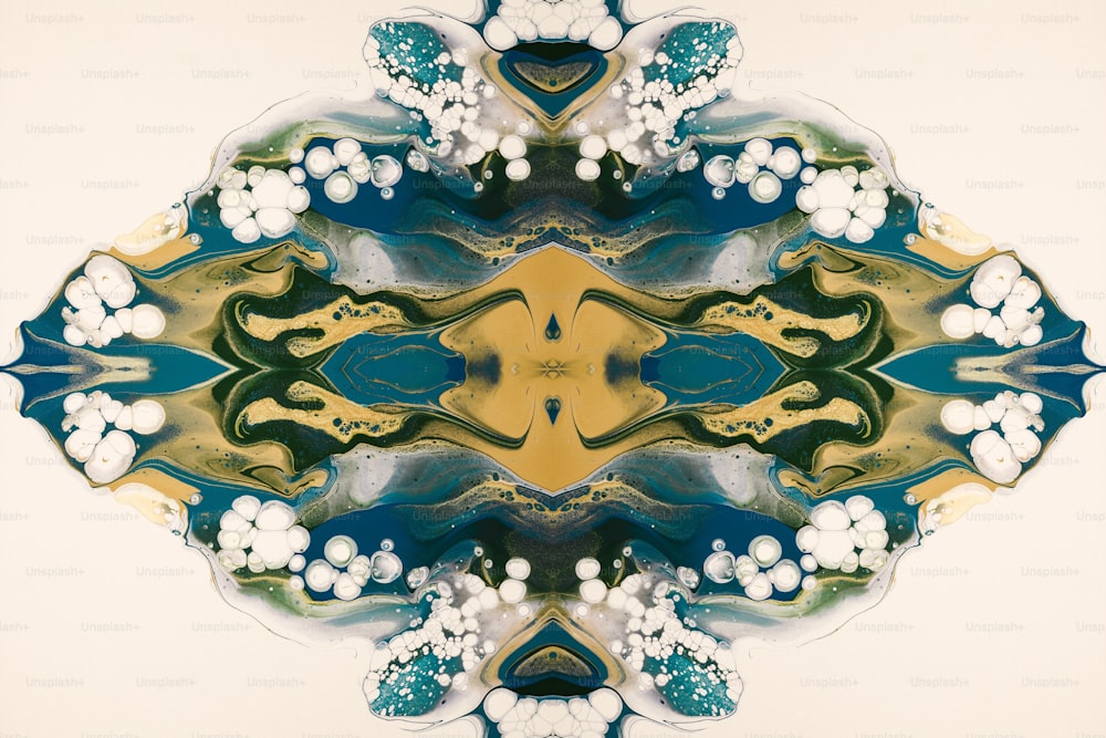 꽃과 나뭇잎으로 구성��된 추상적인 디자인의 그림
