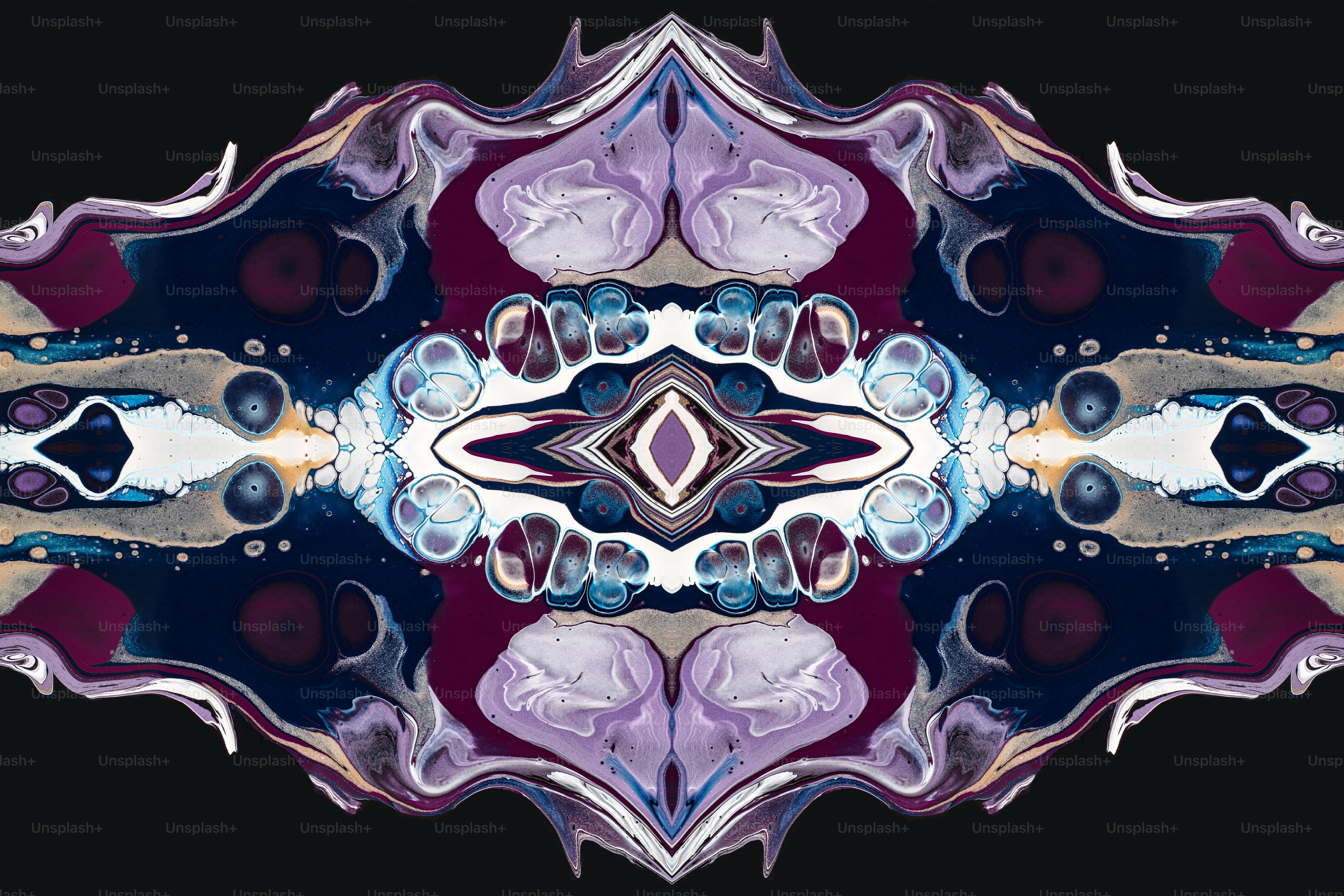 Une image abstraite d’une fleur violette et bleue