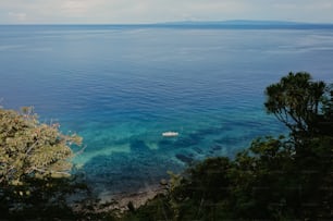 a boat floating on top of a body of water