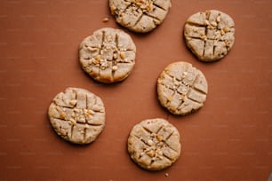 a group of four cookies sitting on top of a table
