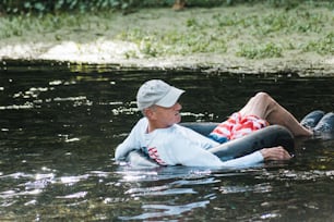 a man and a woman are in the water