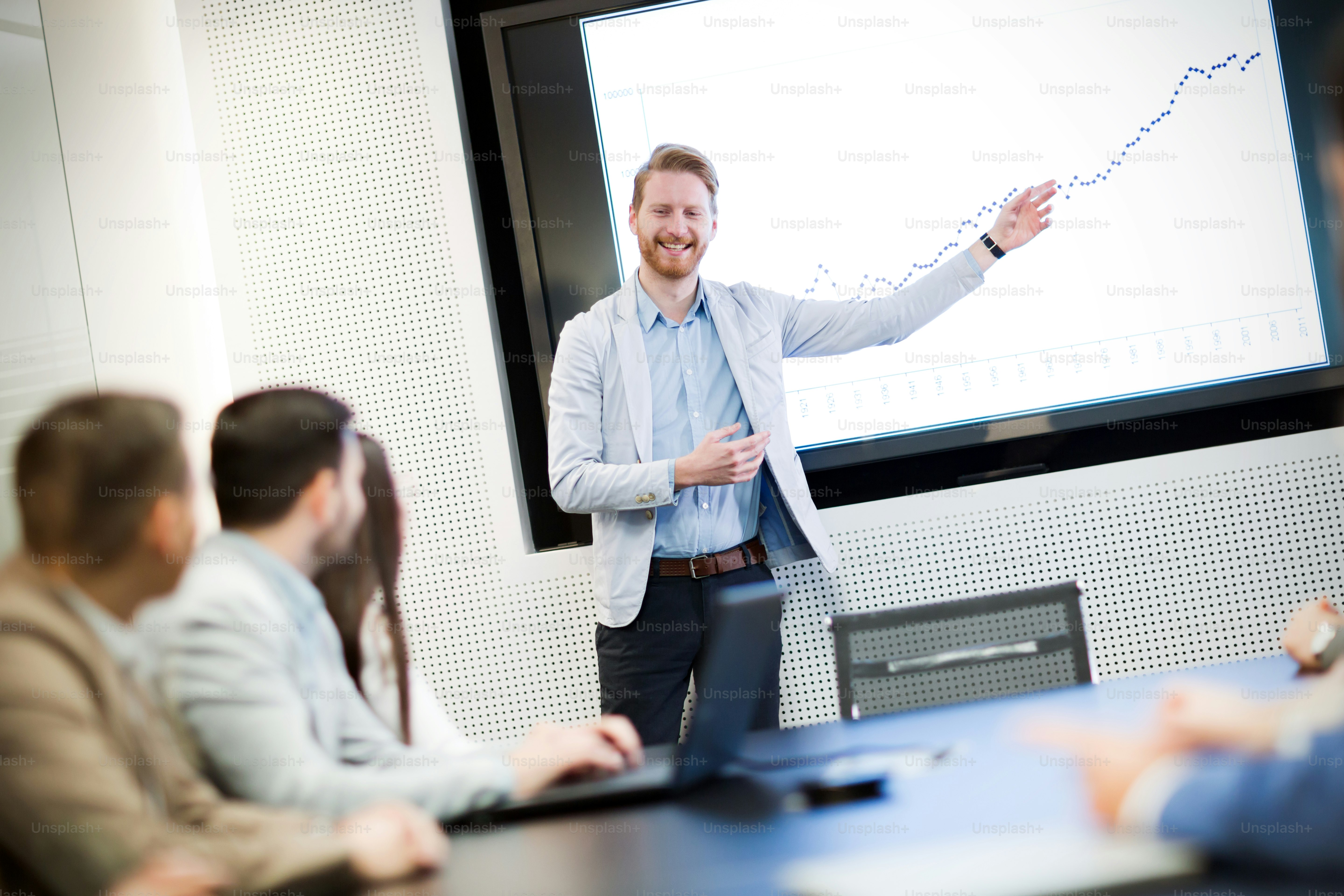 Picture of business meeting in modern conference room