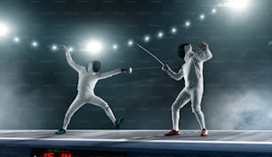 Fencing. Fencing sport. Fencing players.