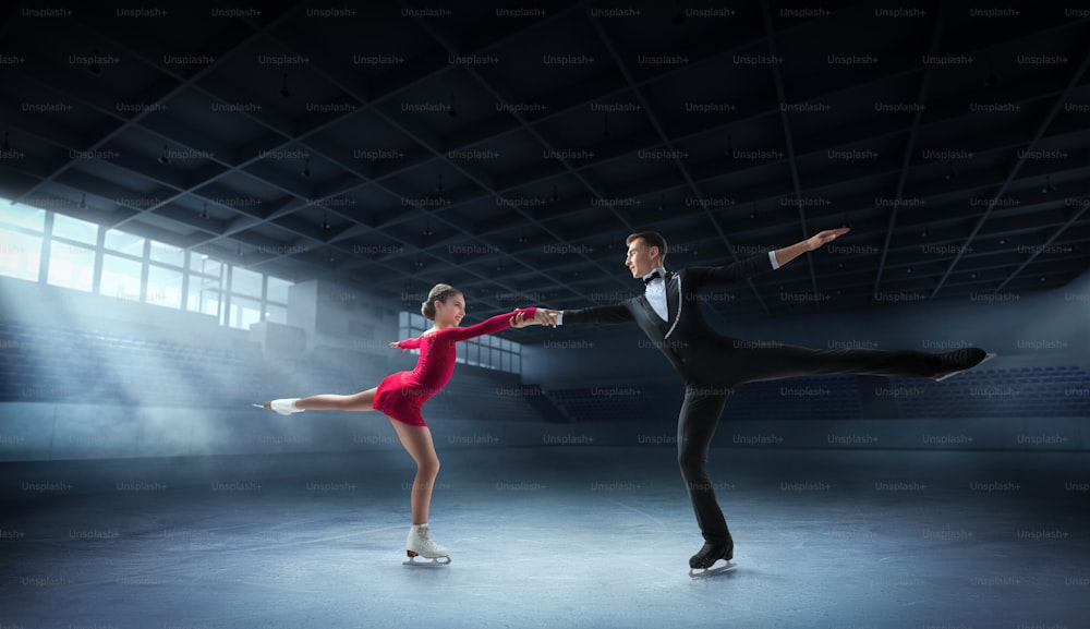 Figure skating in ice arena