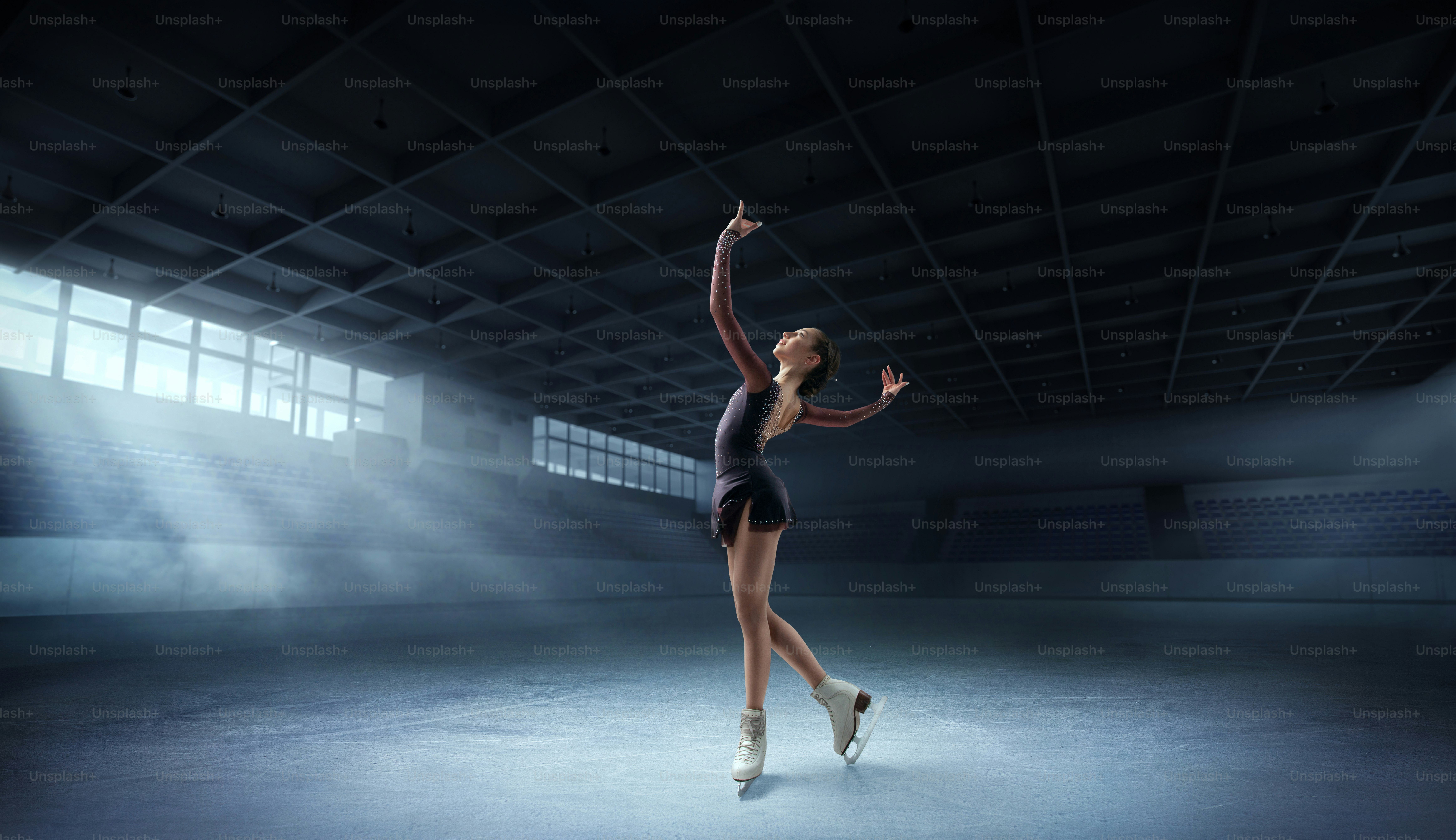 Figure skating in ice arena