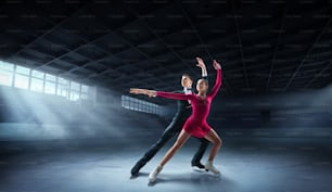 Figure skating in ice arena