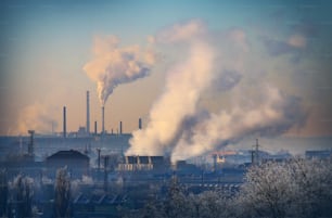 Œuvre d’art numérique sur le thème de la pollution de l’air et du changement climatique. Production d’électricité et de combustibles en République tchèque, Union européenne.