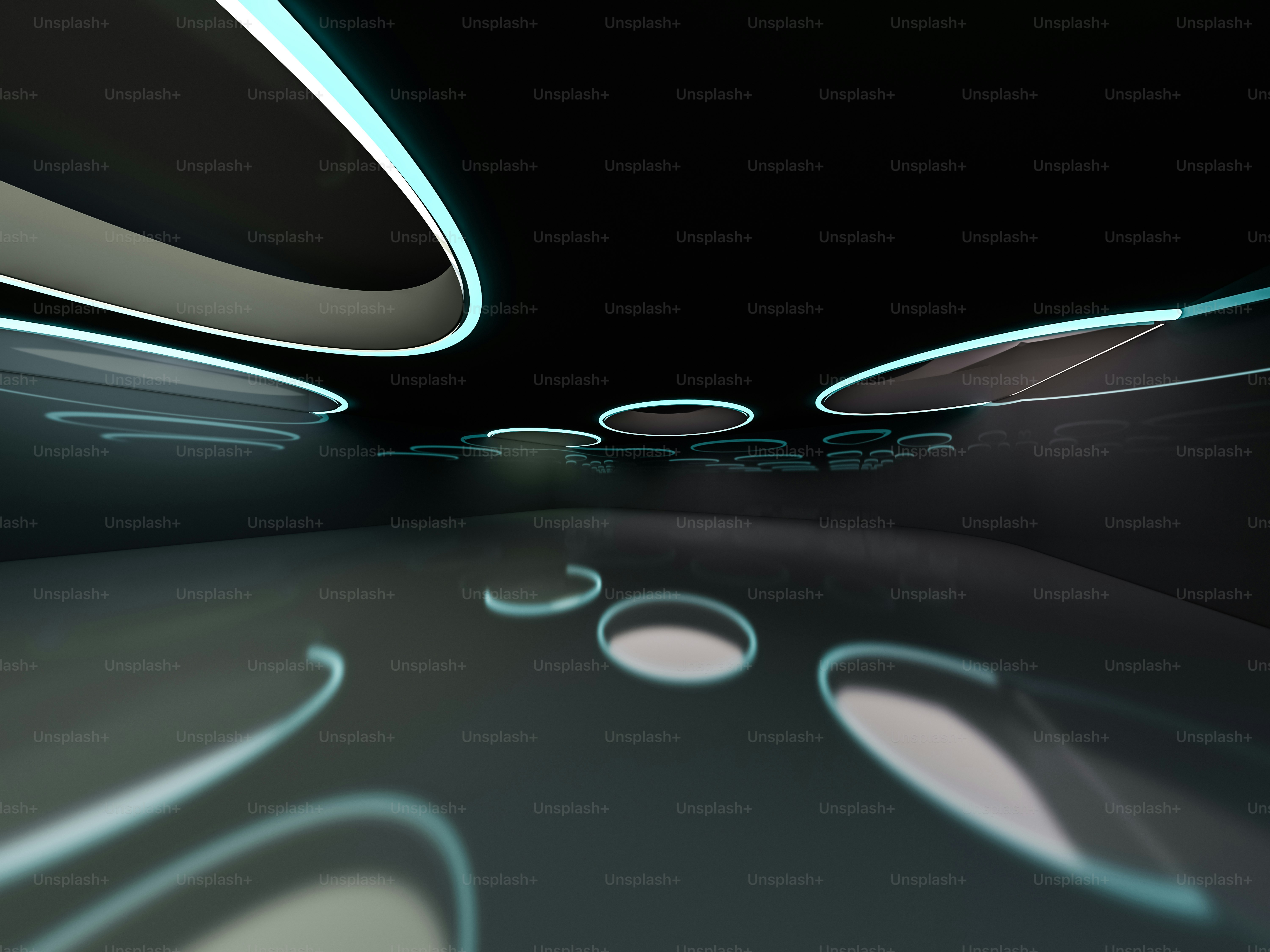 Abstract modern architecture background, empty open space interior. 3D ...