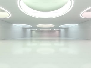 Abstract modern architecture background, empty open space interior. 3D rendering