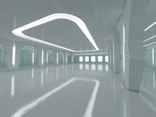 Fondo abstracto de arquitectura moderna, interior vacío de espacio abierto. Renderizado 3D