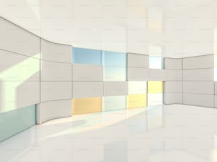 Abstrakter moderner Architekturhintergrund, leerer offener Raum. 3D-Rendering