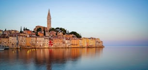 Beautiful romantic old town of Rovinj in Croatia. The coastal city of Rovinj situated in Istria Peninsula east of Croatia Europe, it is the famous travel destination of Croatia.