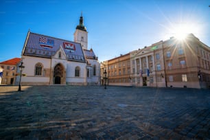 Iglesia de San Marcos en Zagreb, Croacia, Europa - Famoso destino turístico.