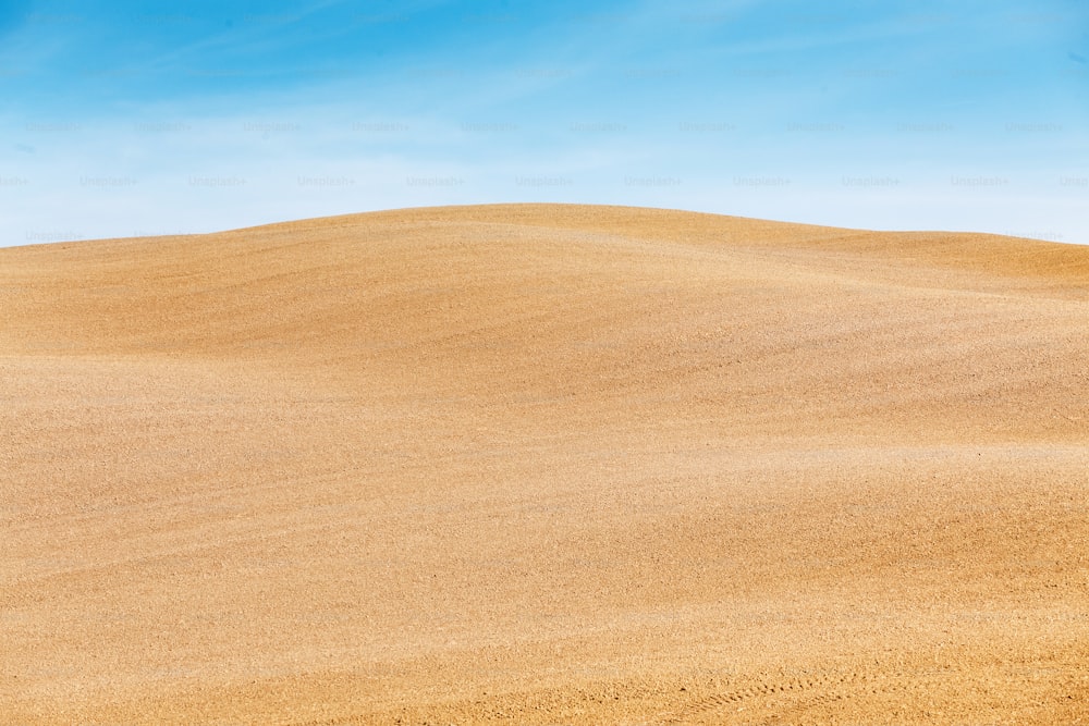 Typical landscape of rural Tuscany plowed fields in autumn. Harvest and travel concept