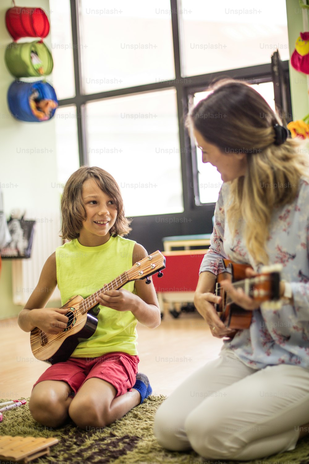 Guitar is nice instrument. Children in preschool.
