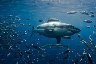 Un gran tiburón blanco en la isla de Guadalupe en México