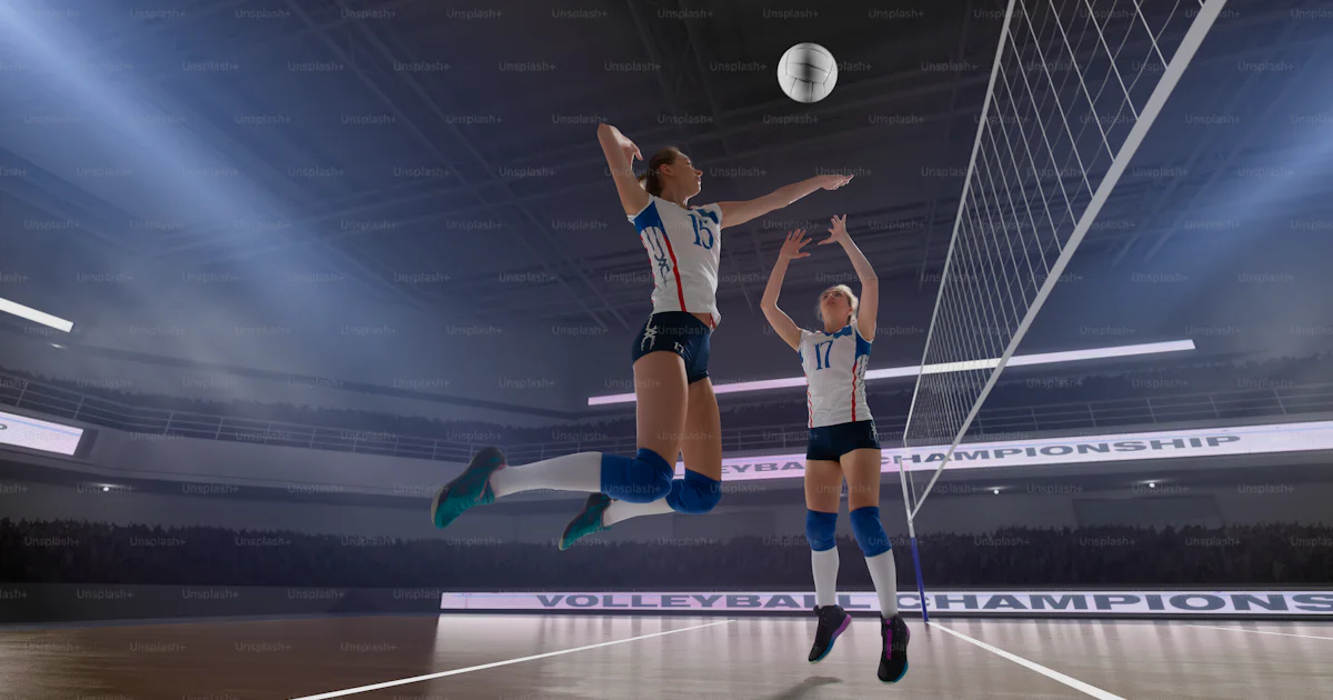 Vollay Joueuses de volley-ball professionnelles en action sur un stade 3d ...
