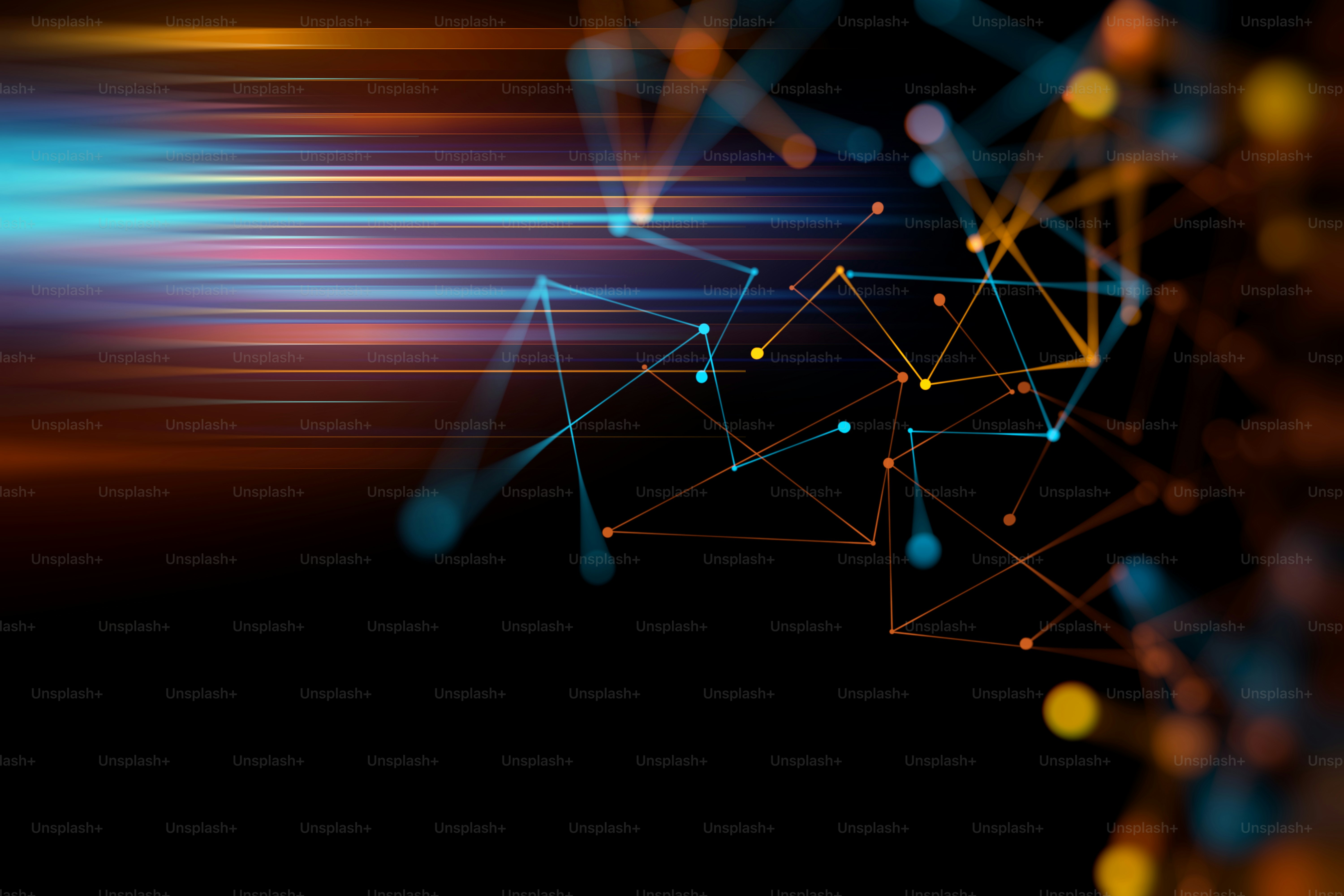 defocus dots and lines connection on abstract technology background.