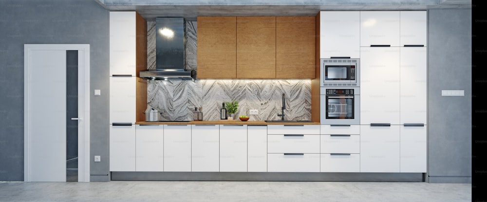 modern kitchen interior. 3d rendering design concept