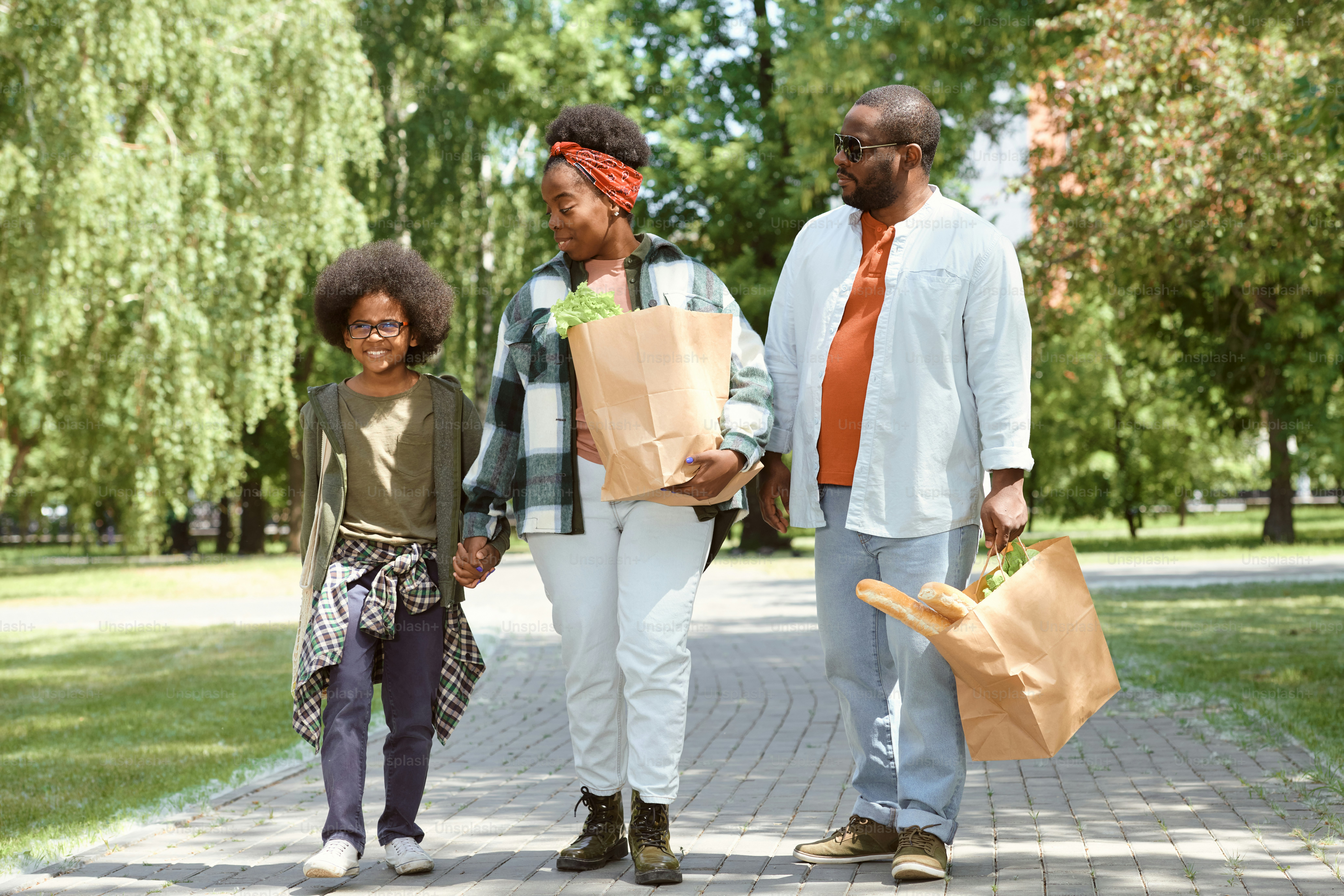 Familia contemporánea con bolsas de papel que regresan a casa del  supermercado por la mañana foto – Imagen de Familia en Unsplash, image size:3000x2000