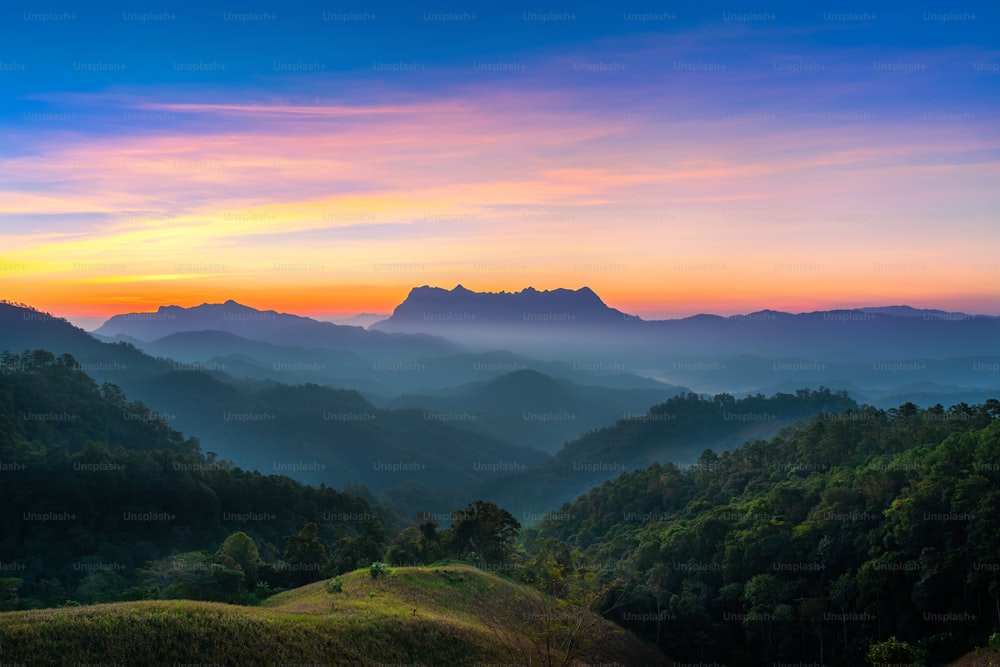 Doi Luang Chiang Dao mountains at sunrise in Chiang mai, Thailand.