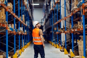 A storage manager looking upwards.