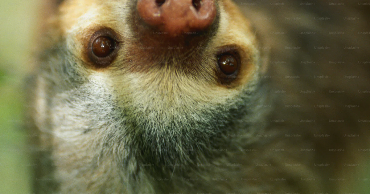 A sloth hanging upside down on a tree branch photo – Photography Image ...