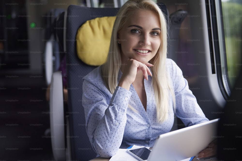 Portrait of businesswoman at the train