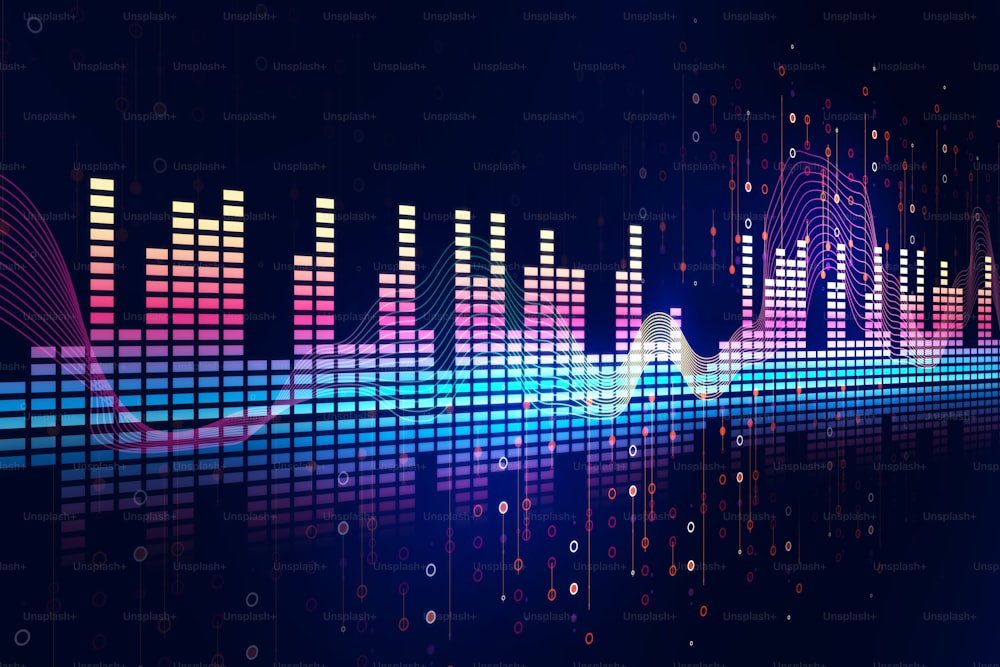 fundo de tecnologia abstrata colorido da forma de onda de áudio, representa a tecnologia do equalizador digital