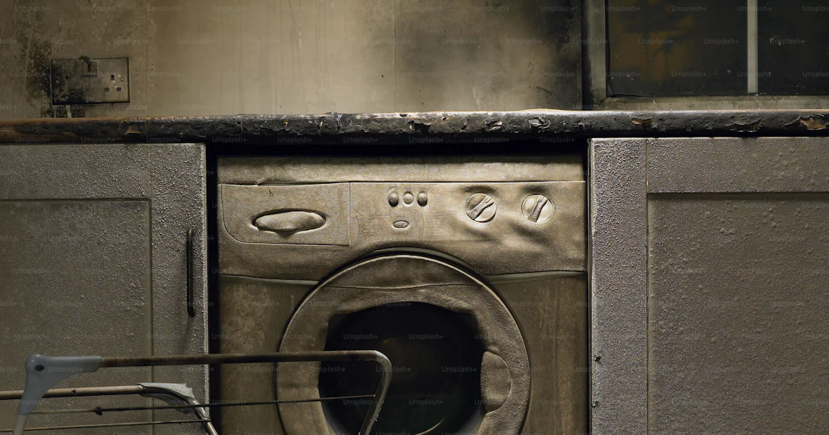 A Dirty Kitchen With A Dirty Washing Machine Photo Washing Machine a-dirty-kitchen-with-a-dirty-washing-machine-photo-washing-machine