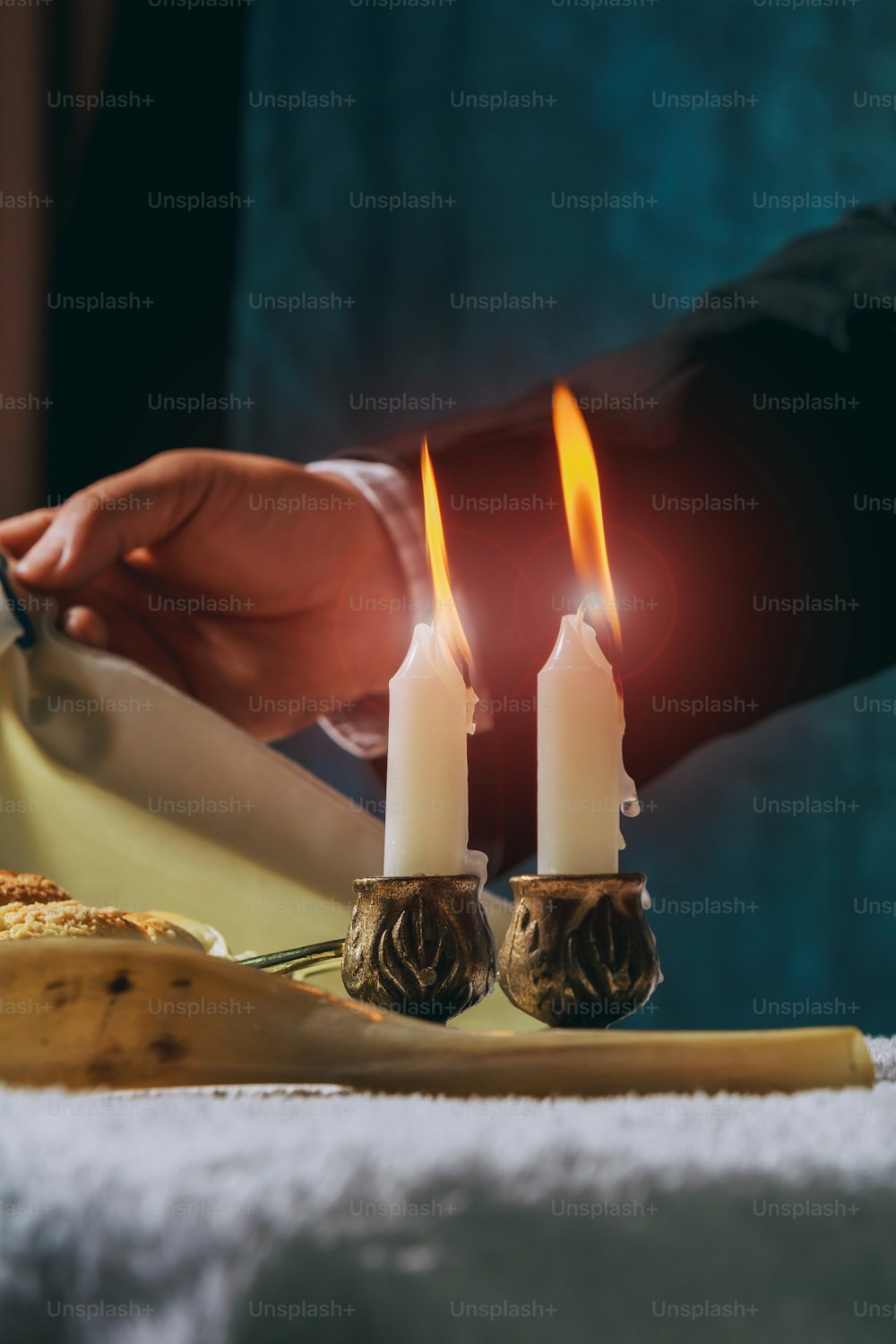 Saturday Sabbath Havdala ceremony at the end of Jewish Saturday