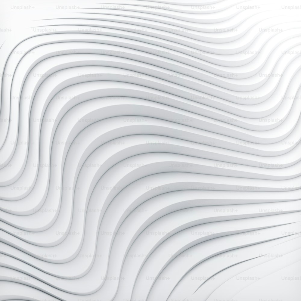 웨이브 밴드 표면 추상 흰색 배경. 디지털 3d 그림