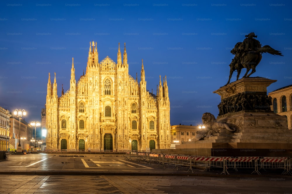 Duomo di Milano (Milan Cathedral) in Milan , Italy . Milan Cathedral is the largest church in Italy and the third largest in the world. It is the famous tourist attraction of Milan, Italy.