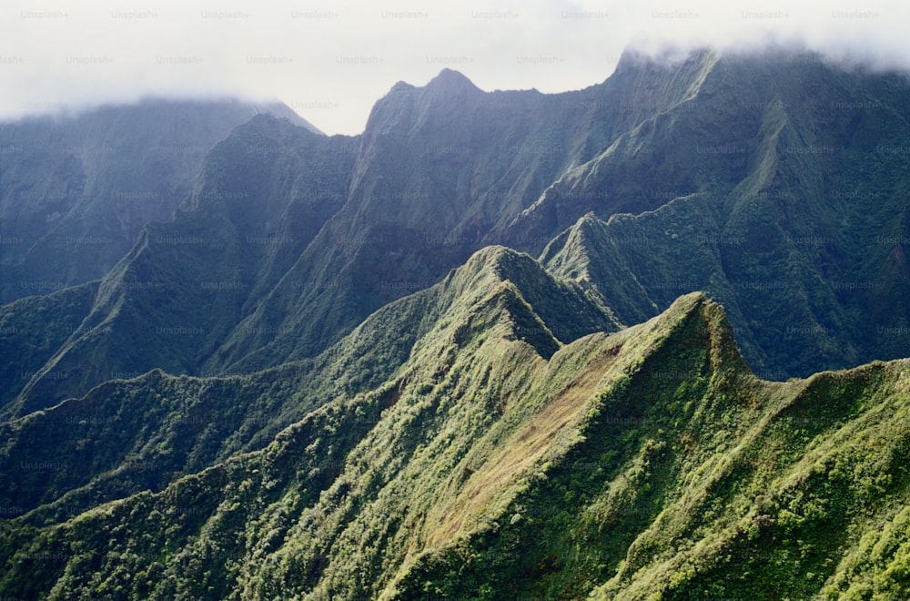 a view of a mountain range from a plane