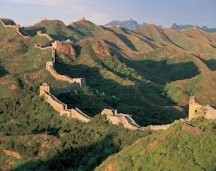 an aerial view of the great wall of china