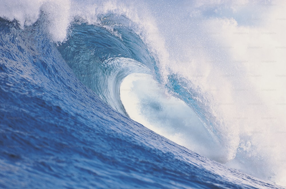 Une grosse vague au milieu de l’océan