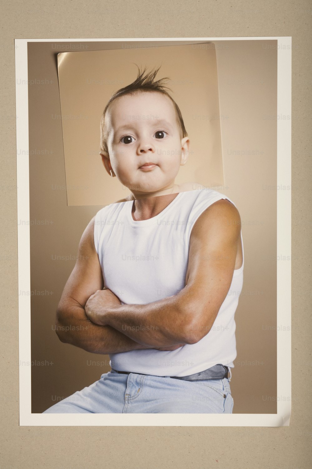 a young boy posing for a picture with his arms crossed